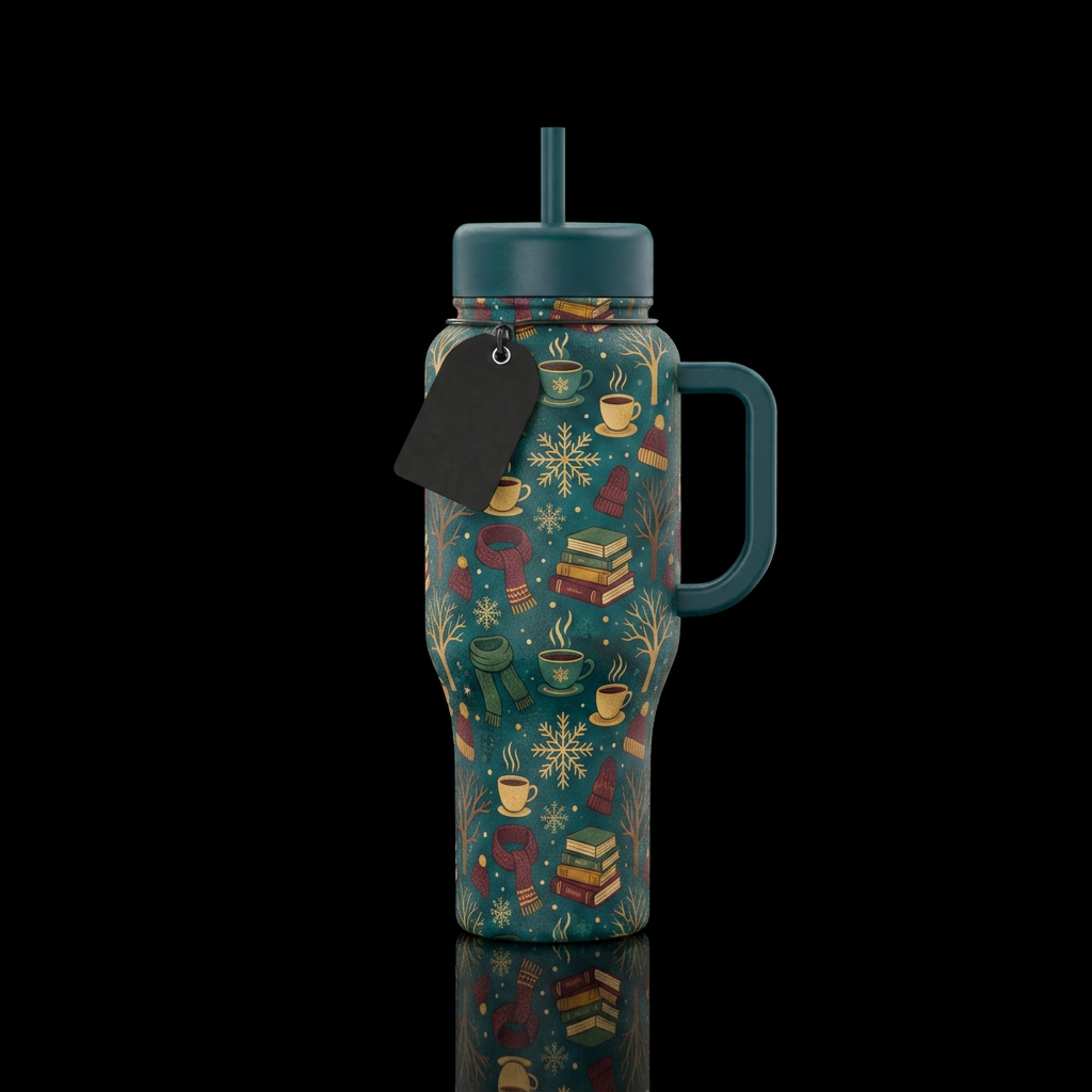 Winter Reader water bottle design
