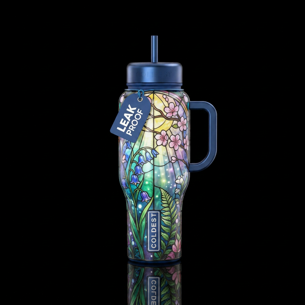Stained Glass Spring 2 water bottle design