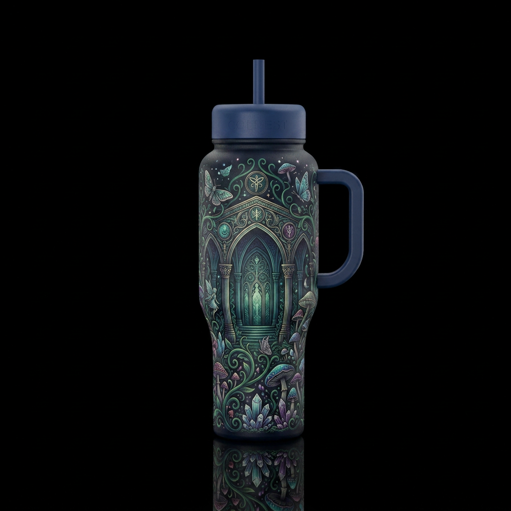 Fae Temple water bottle design