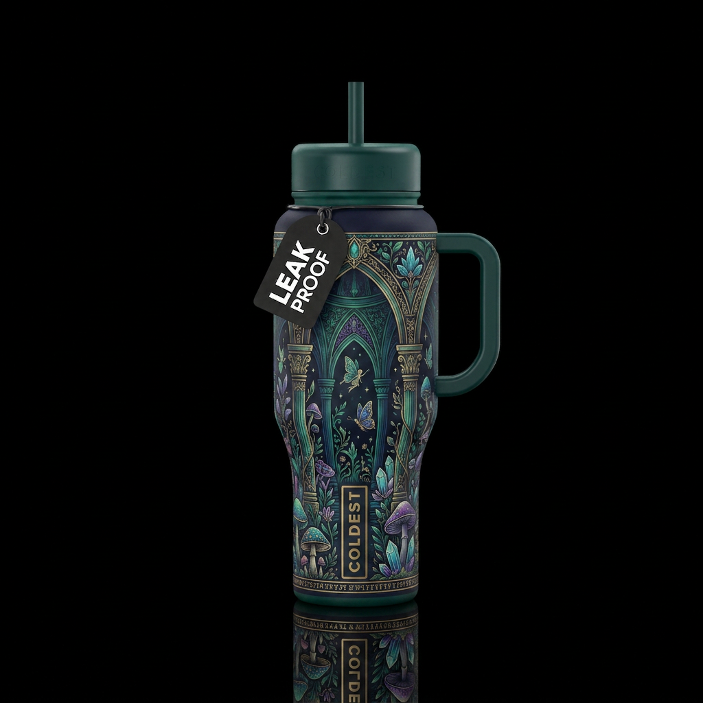Fae Temple 2 water bottle design