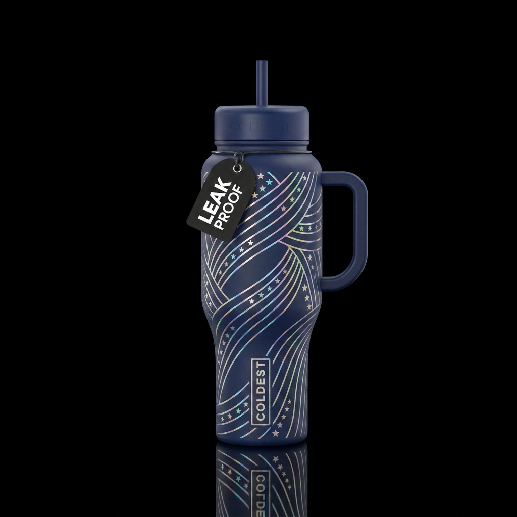 Moonlight Stripes and Stars 2 water bottle design