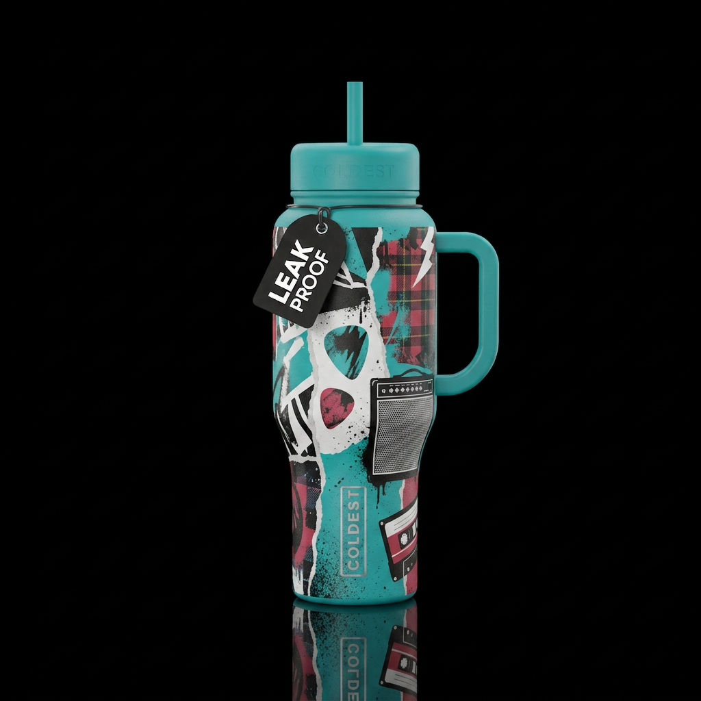 90s alt rock water bottle design