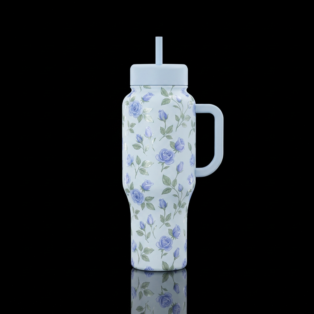 Blue Petals water bottle design