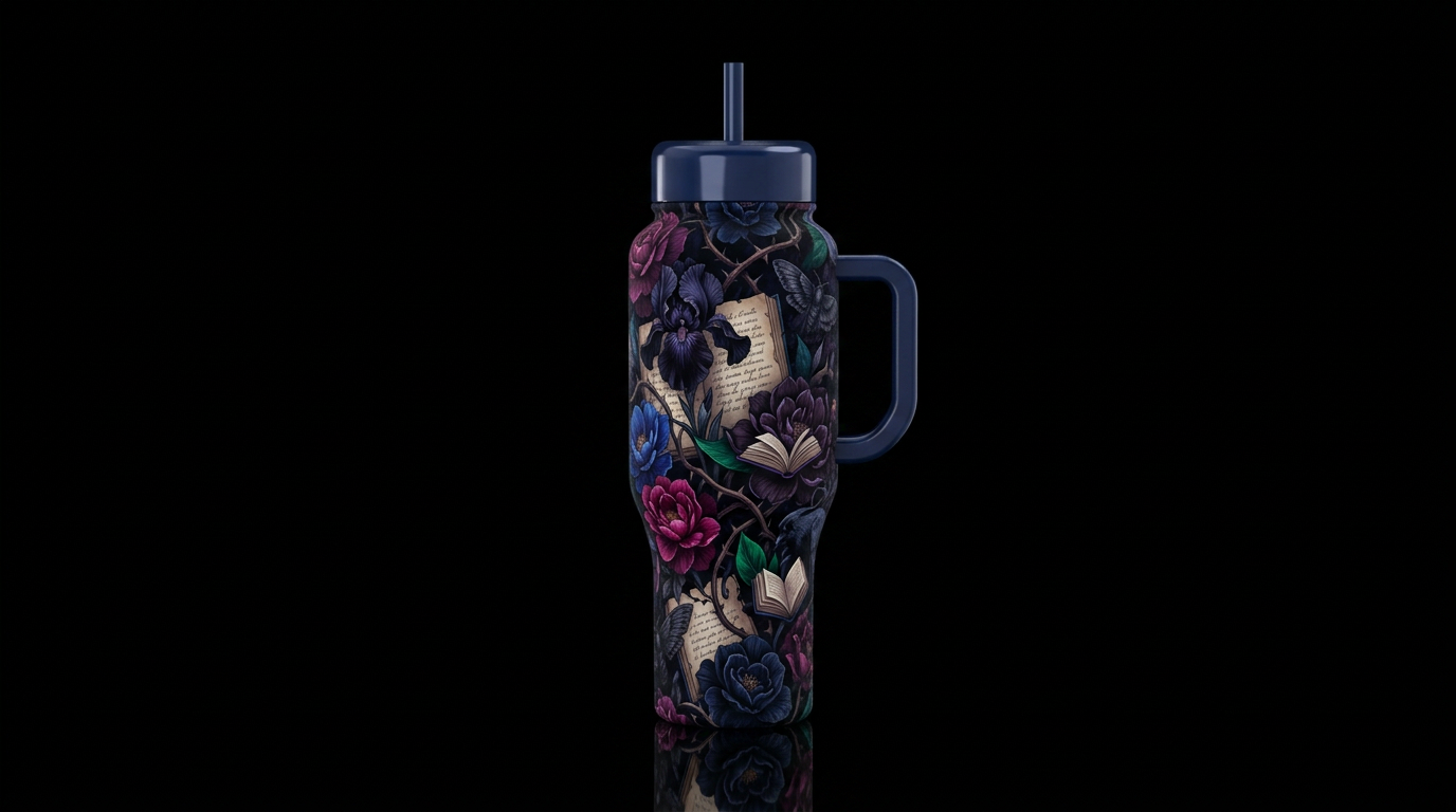 Dark Romance Reader water bottle design