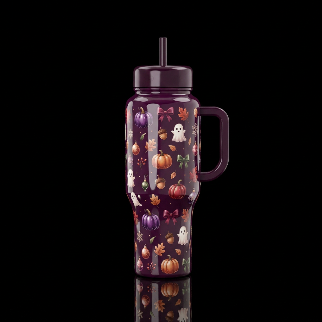 Merry Hallowthanksmas water bottle design
