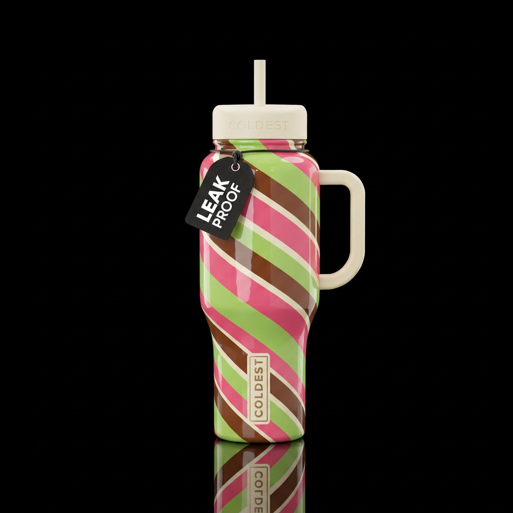Spumoni Candy Cane water bottle design