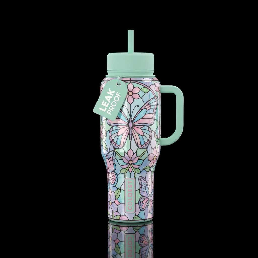 Stained Glass Garden water bottle design