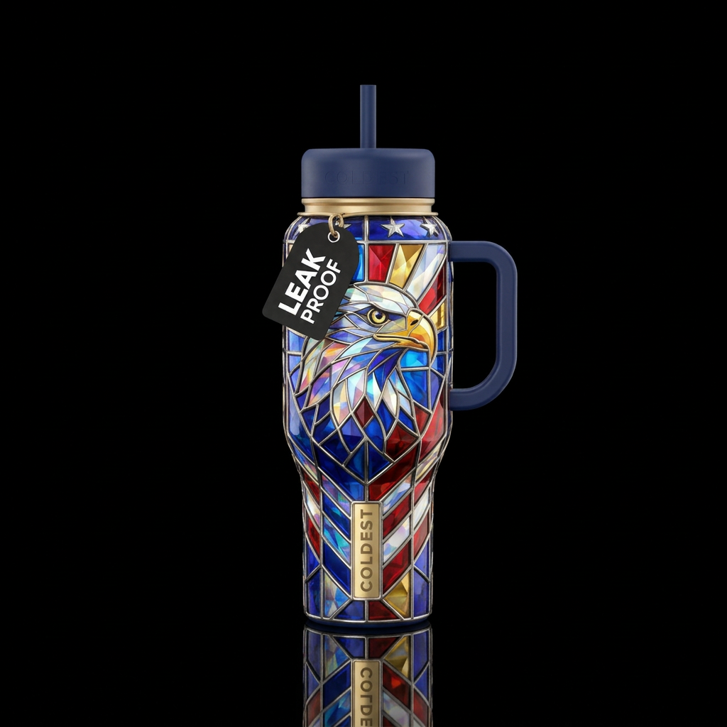 Stained Glass Patriotic water bottle design