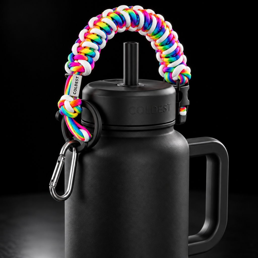 Neon Rainbow Glowie water bottle design
