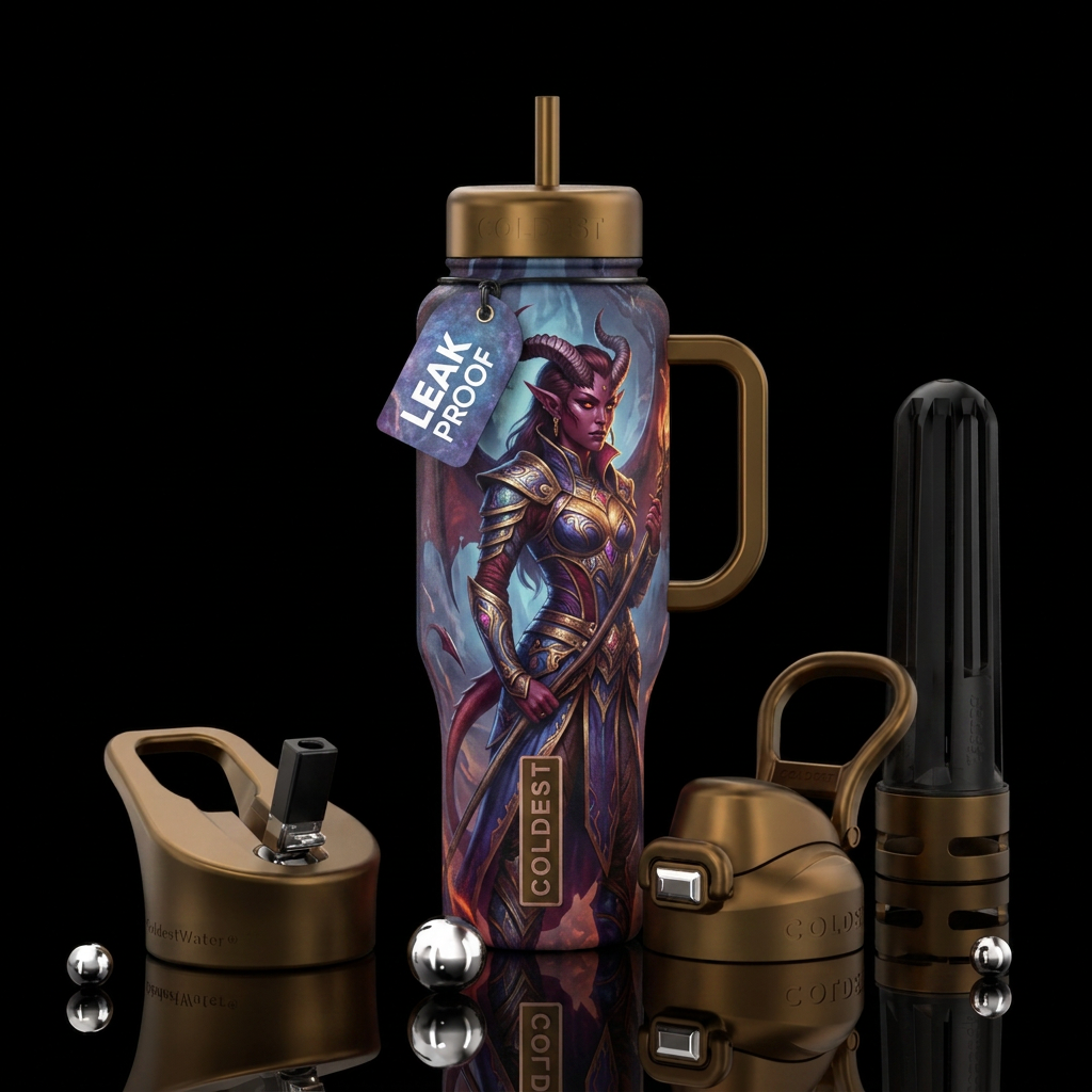 Fantasy Tiefling water bottle design