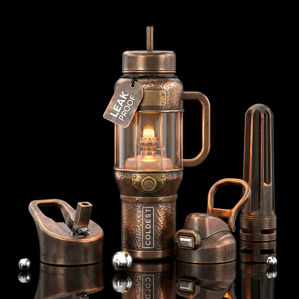 Old fashioned oil lantern using the shape of the b... water bottle design