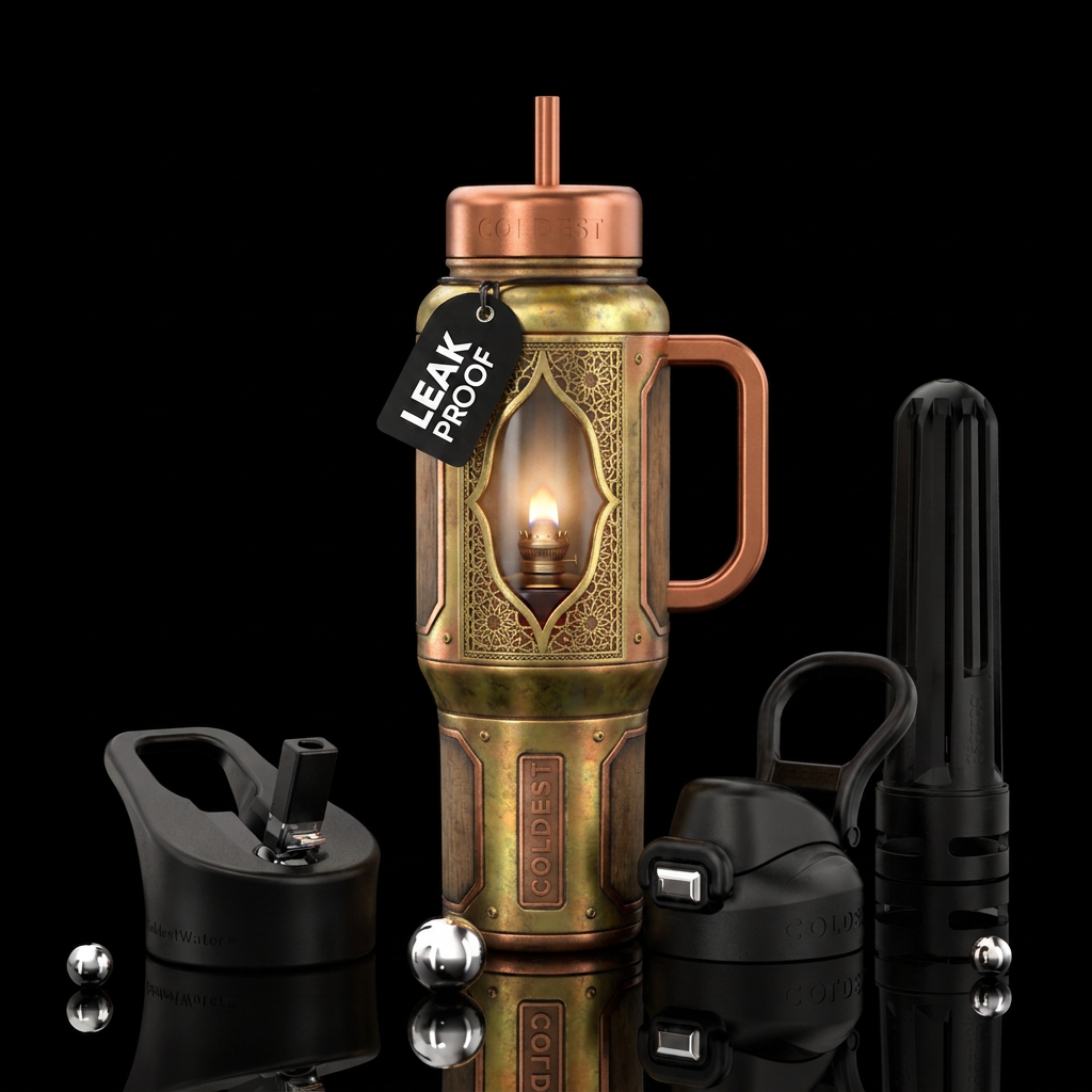 Old fashioned oil lantern using the shape of the b... water bottle design