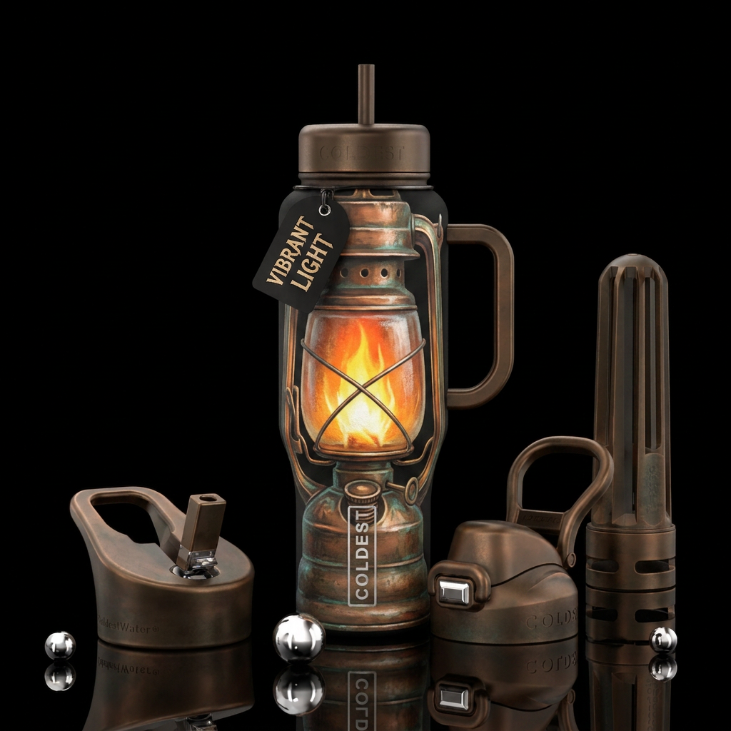 Old fashioned oil lantern using the shape of the b... water bottle design
