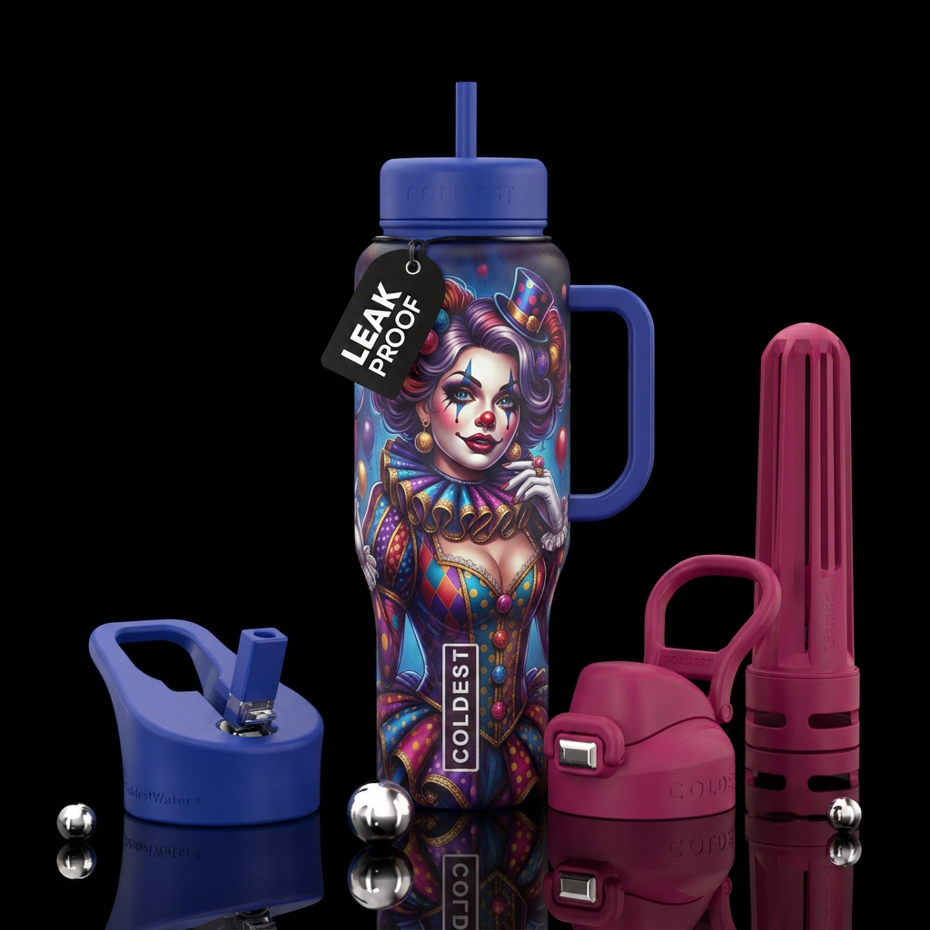 sexy female clown water bottle design