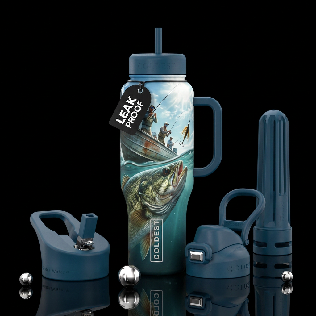 perspective of the fish looking up through the wat... water bottle design