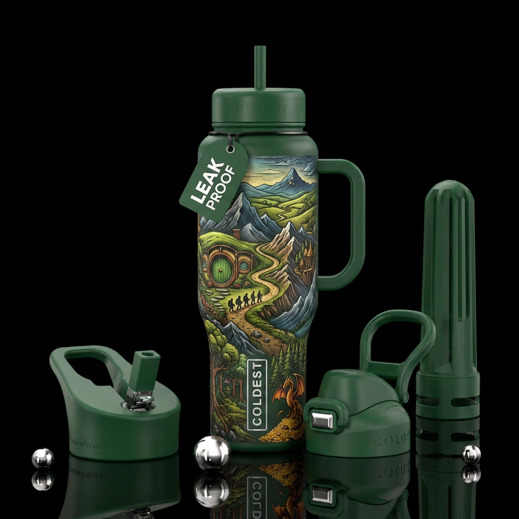 There and back again, a hobbit's journey water bottle design