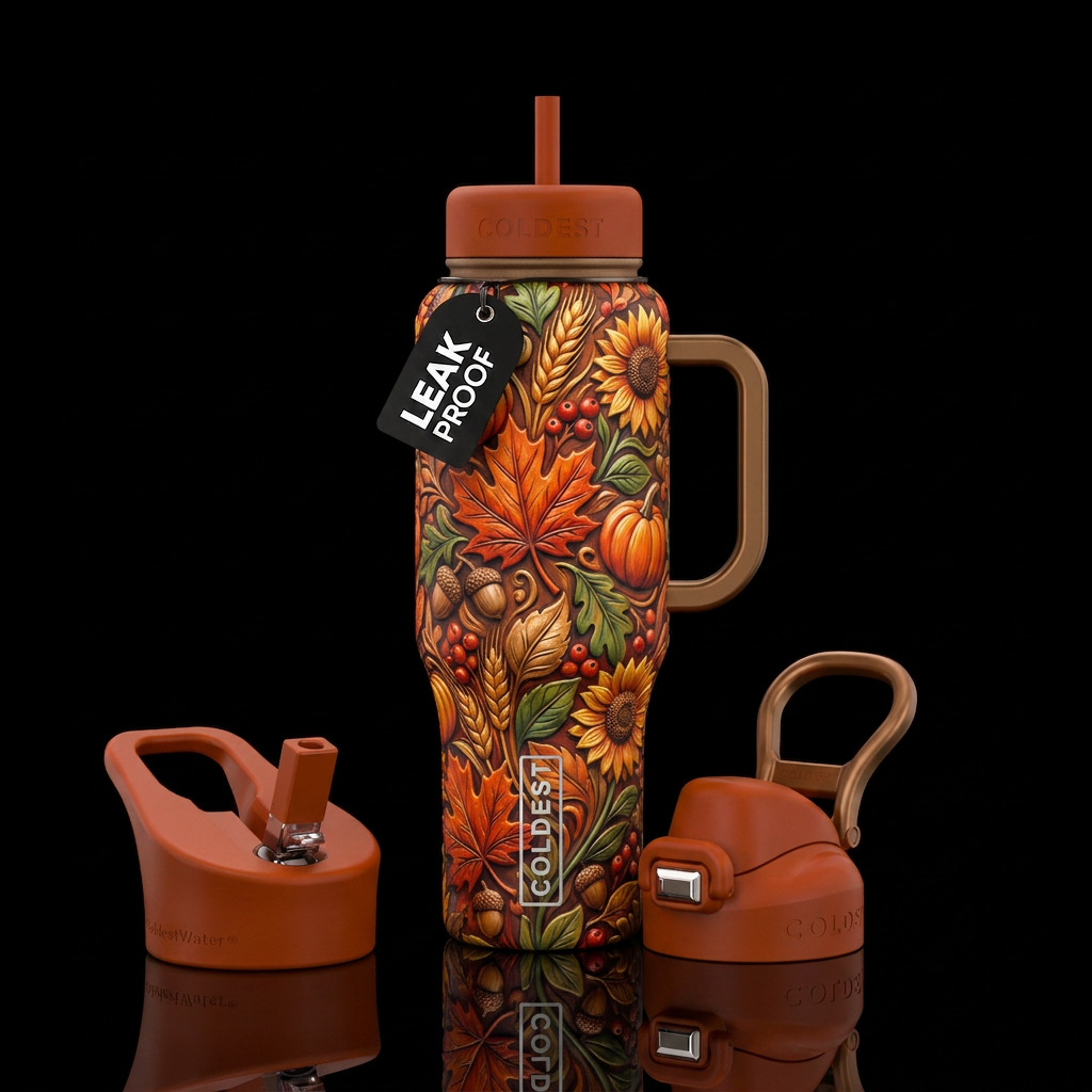Autumn celebration water bottle design