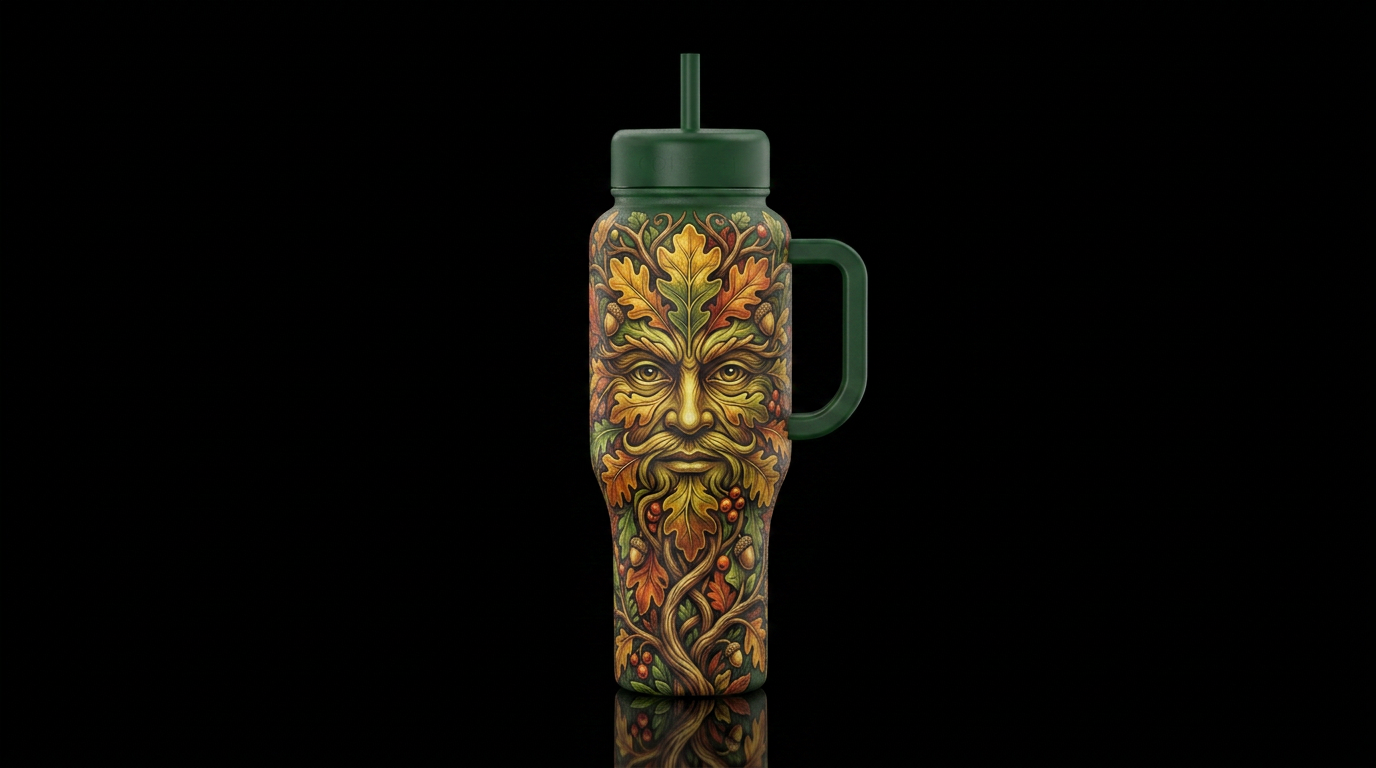 The green man in fall colors? water bottle design