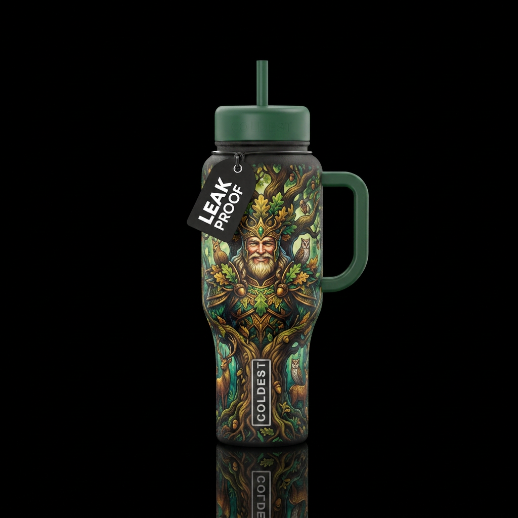 The Oak King water bottle design