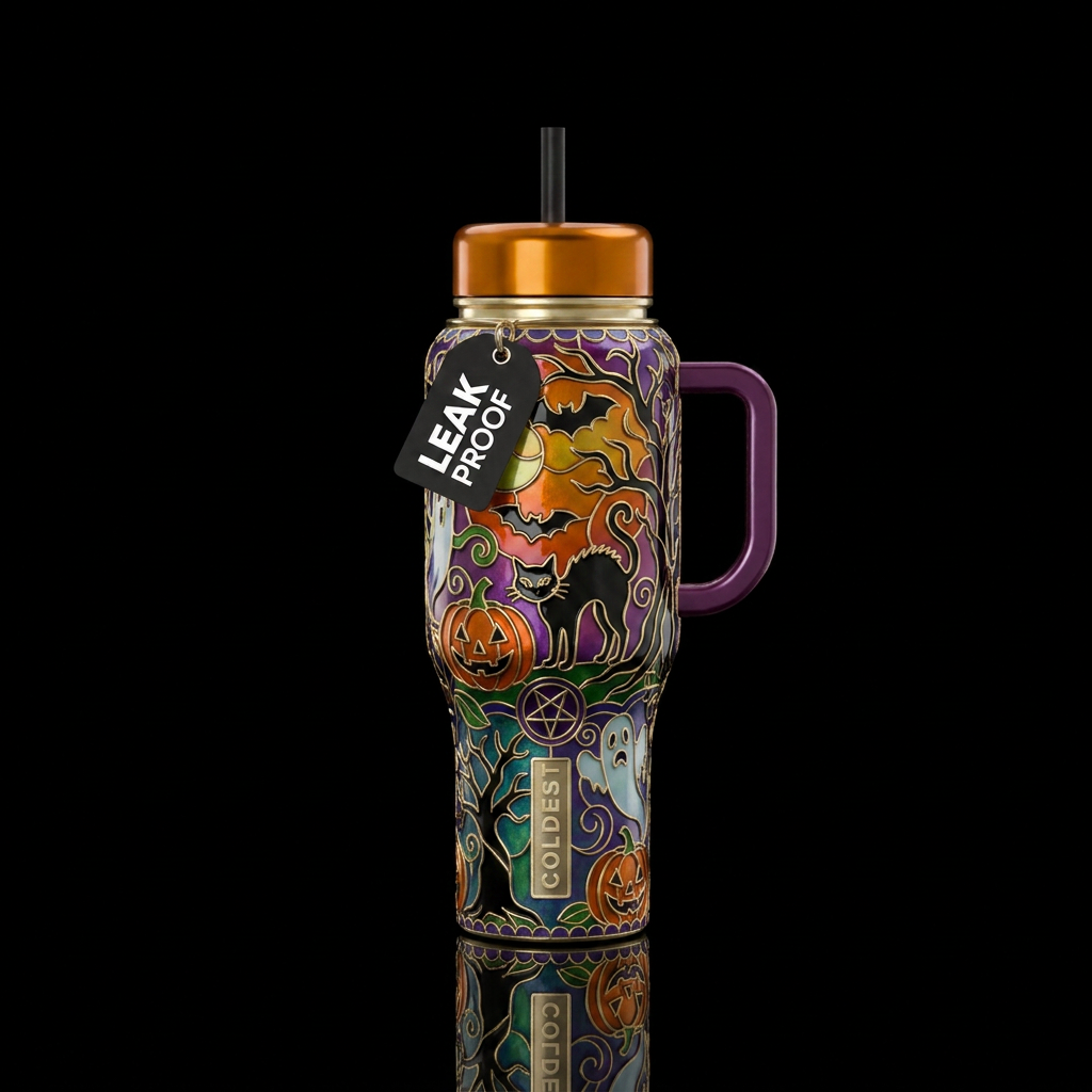 Halloween cloisonne water bottle design