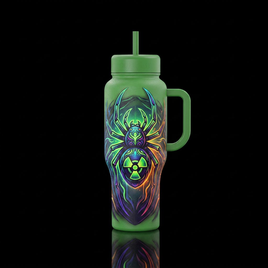 Radioactive Spider water bottle design