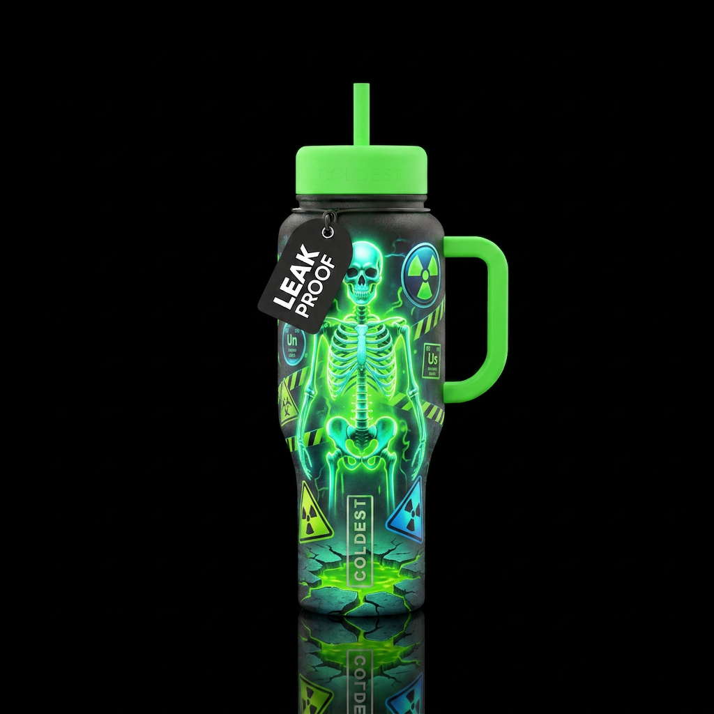 Radioactive Skeleton water bottle design