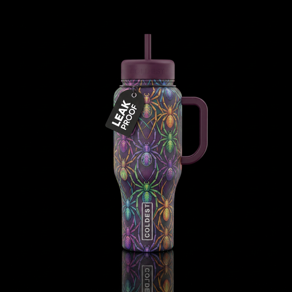Interlocking Spiders water bottle design
