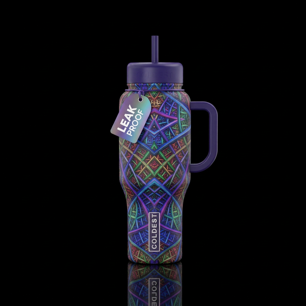 Fractal patterns water bottle design