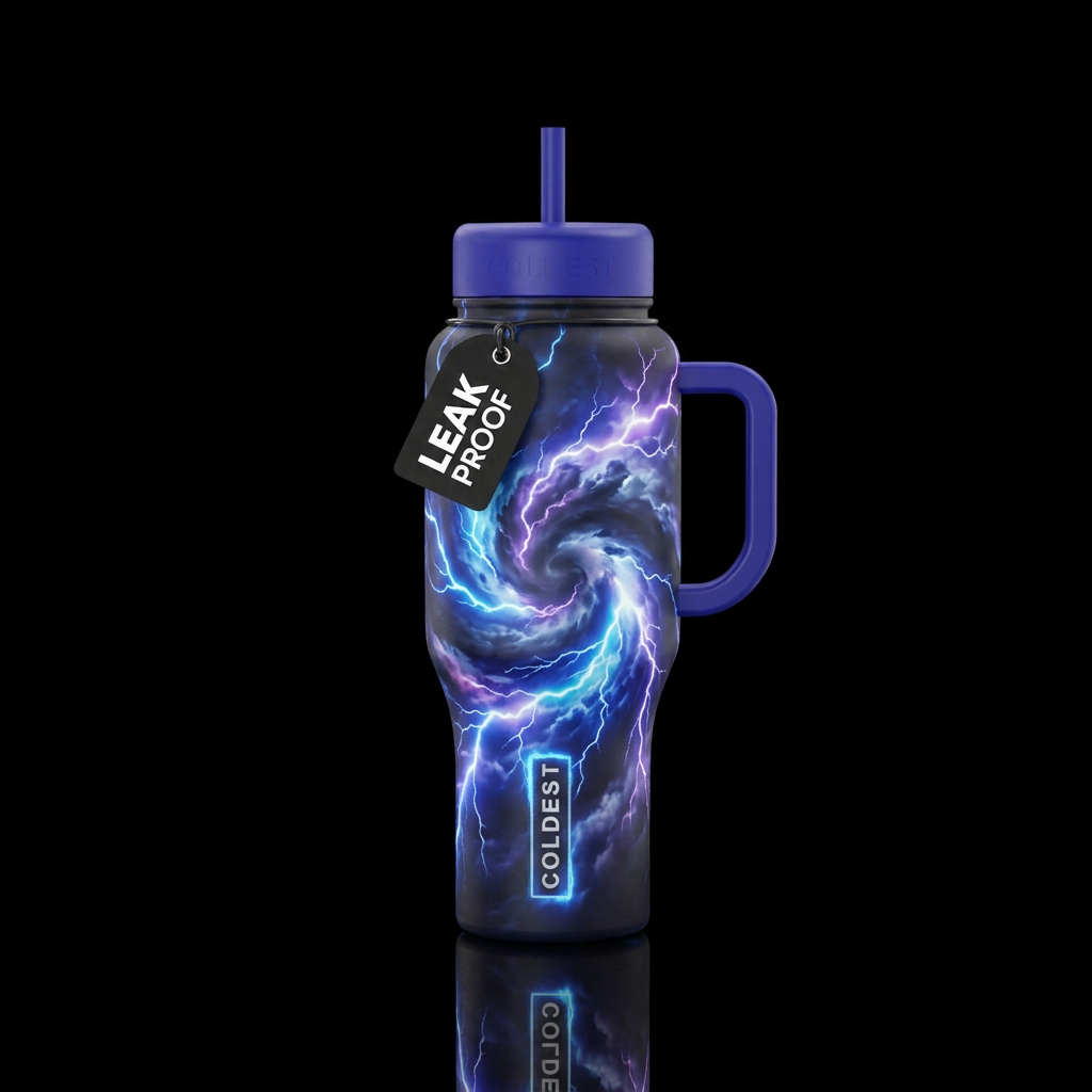 Lightning storm in a bottle water bottle design