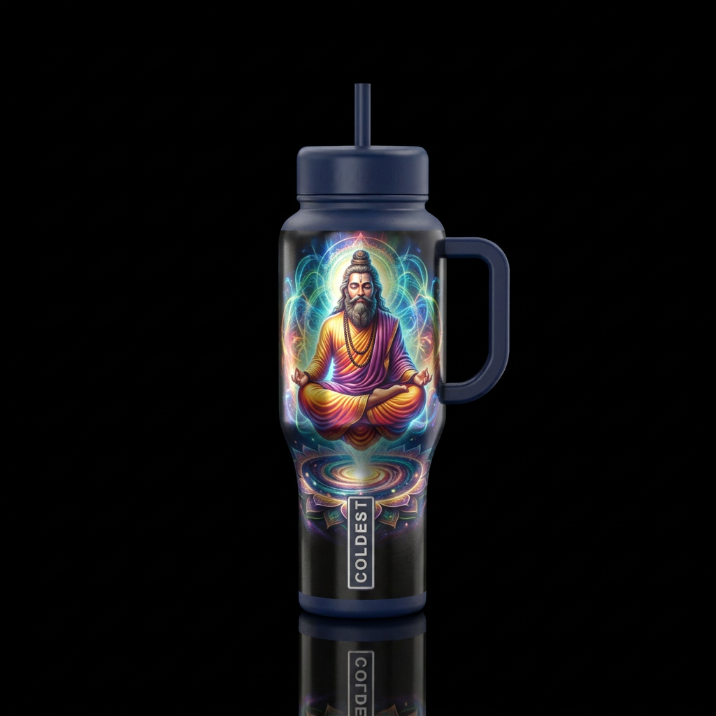 Meditating Guru floating off the ground water bottle design