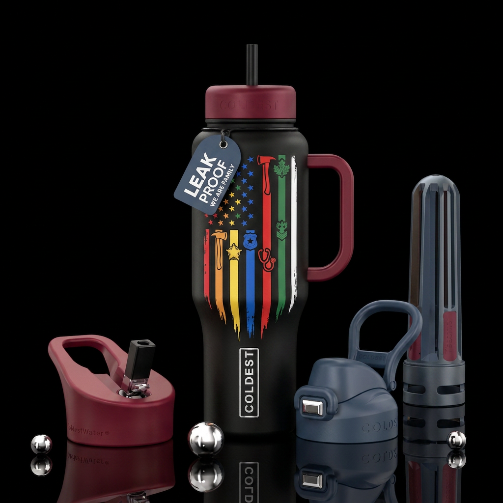 First responder flag “We are Family” water bottle design