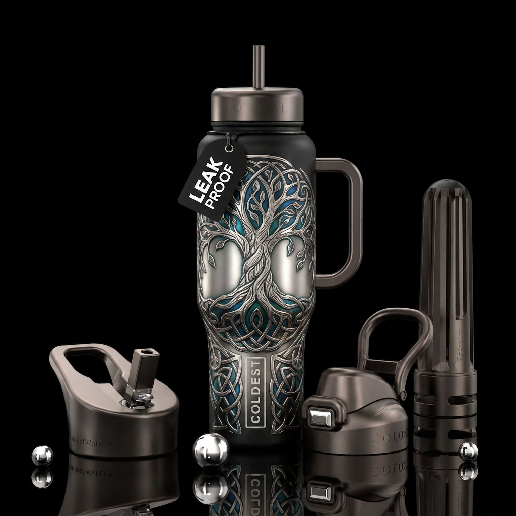 Celtic tree of life metallic water bottle design