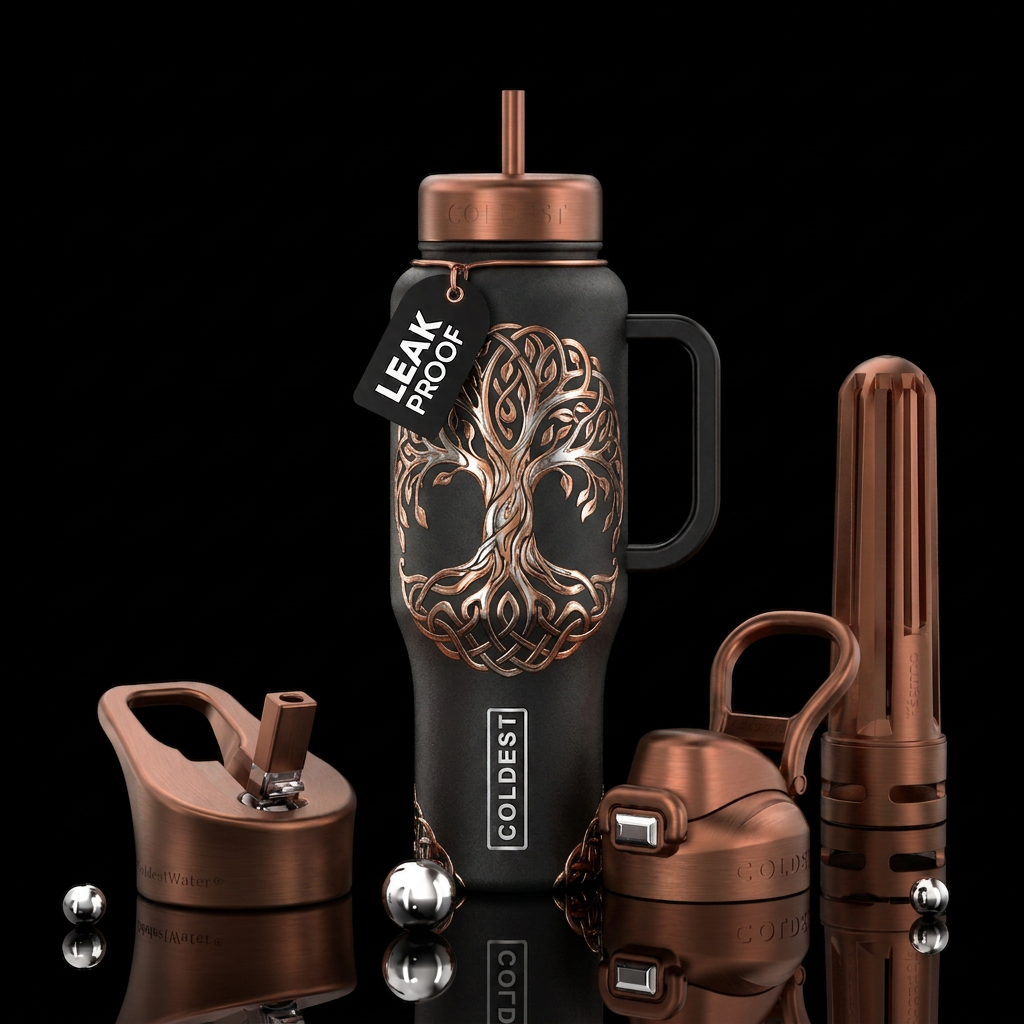 Celtic tree of life metallic water bottle design