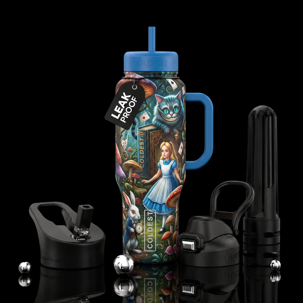 Alice in Wonderland water bottle design