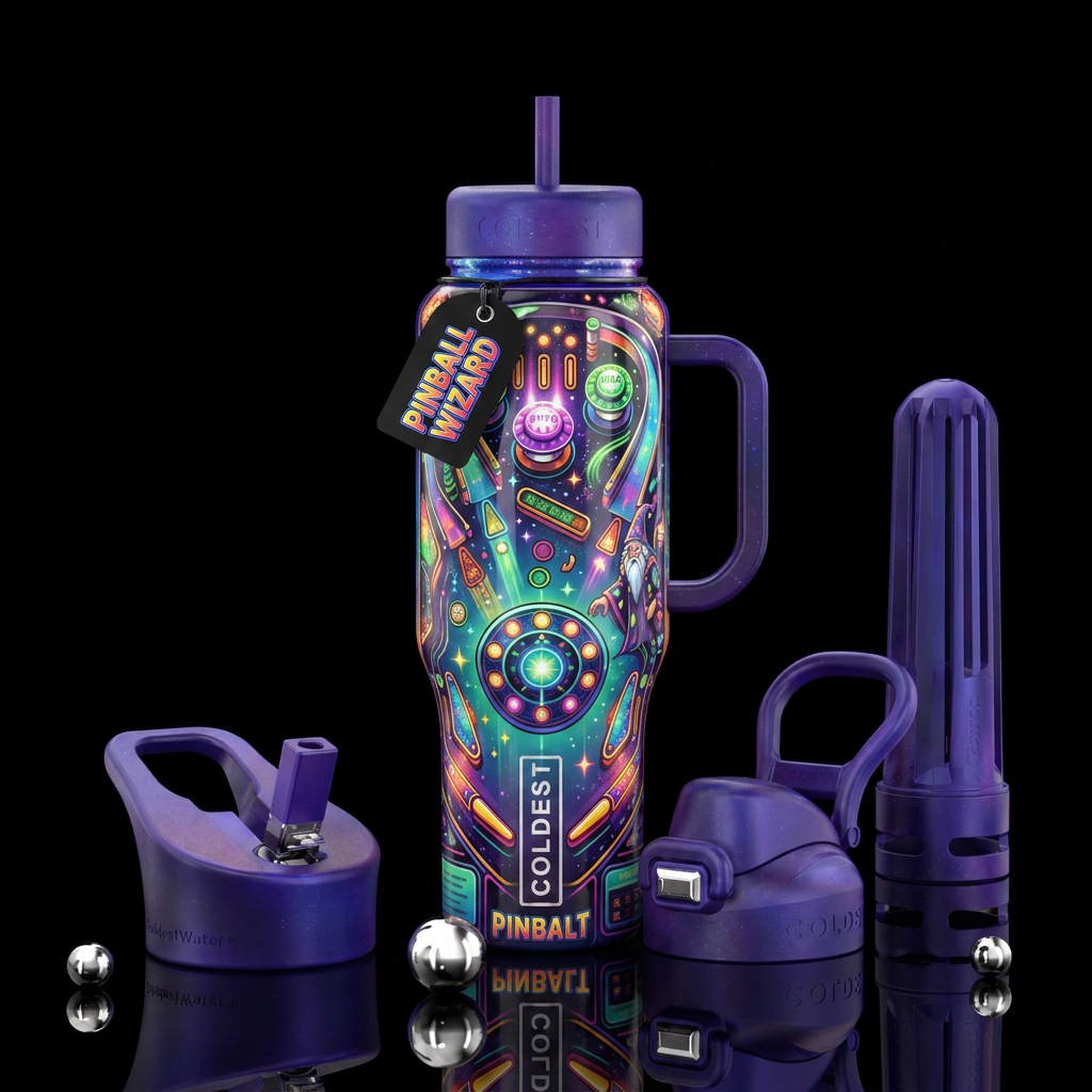 Pinball wizard water bottle design