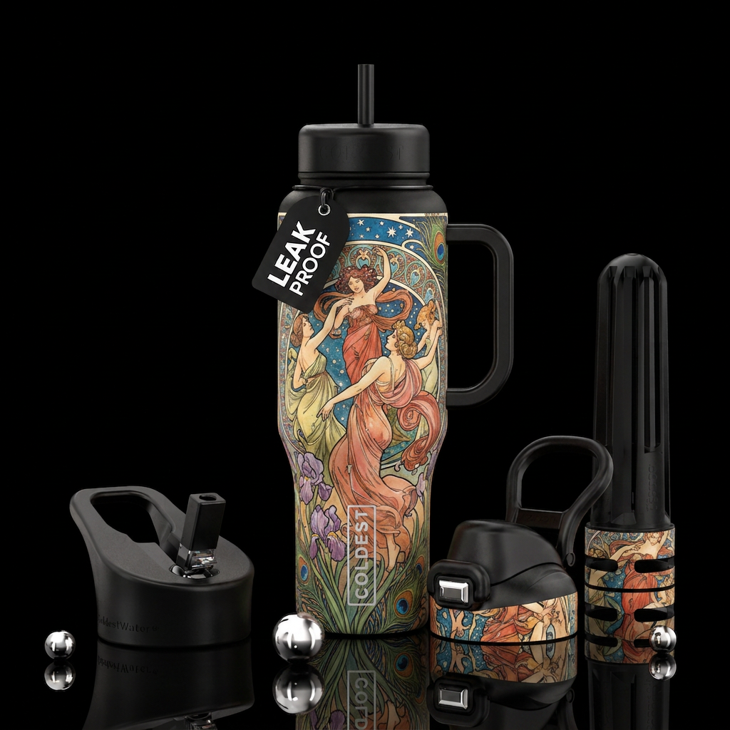 Alphonse Mucha Dance water bottle design