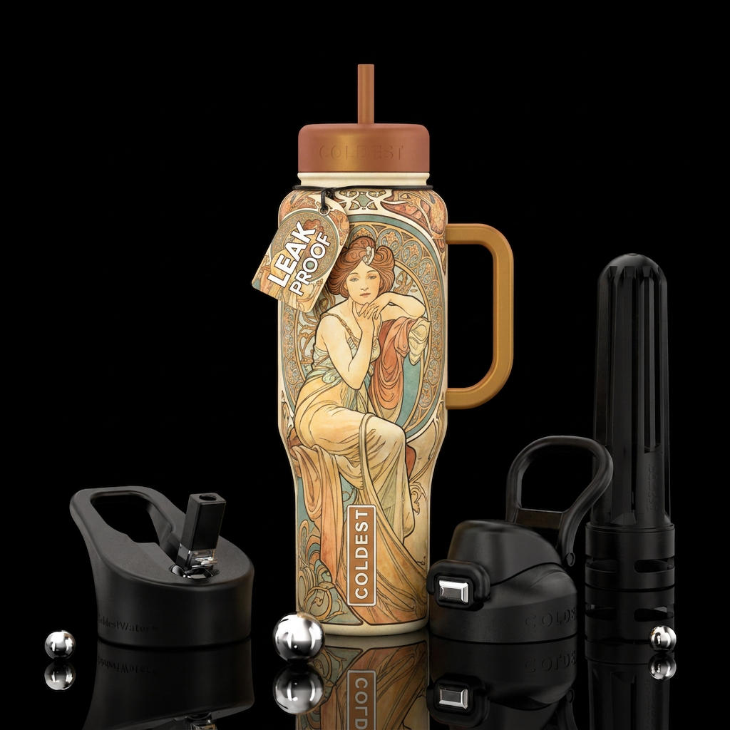 Alphonse mucha reverie water bottle design