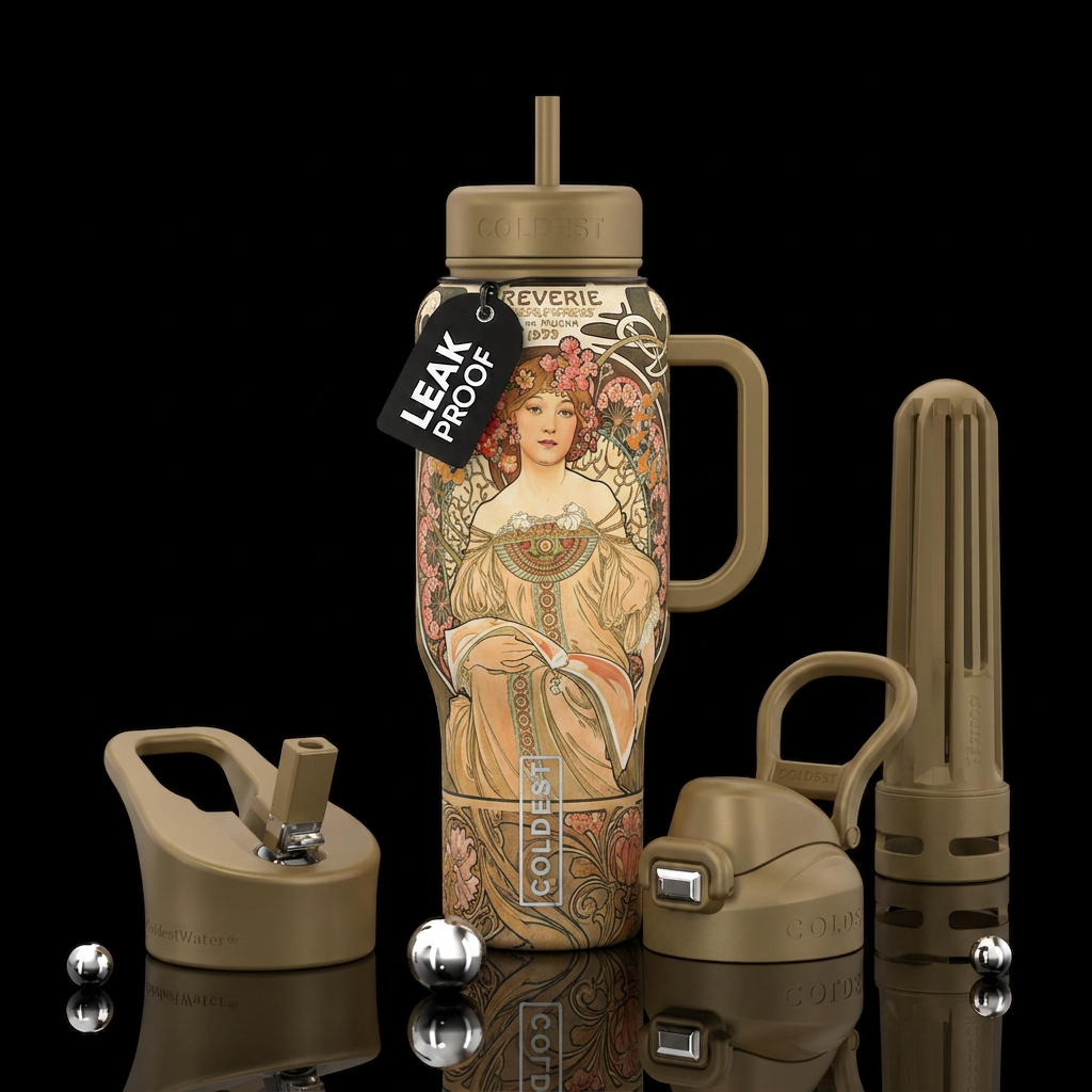 Alphonse mucha reverie water bottle design
