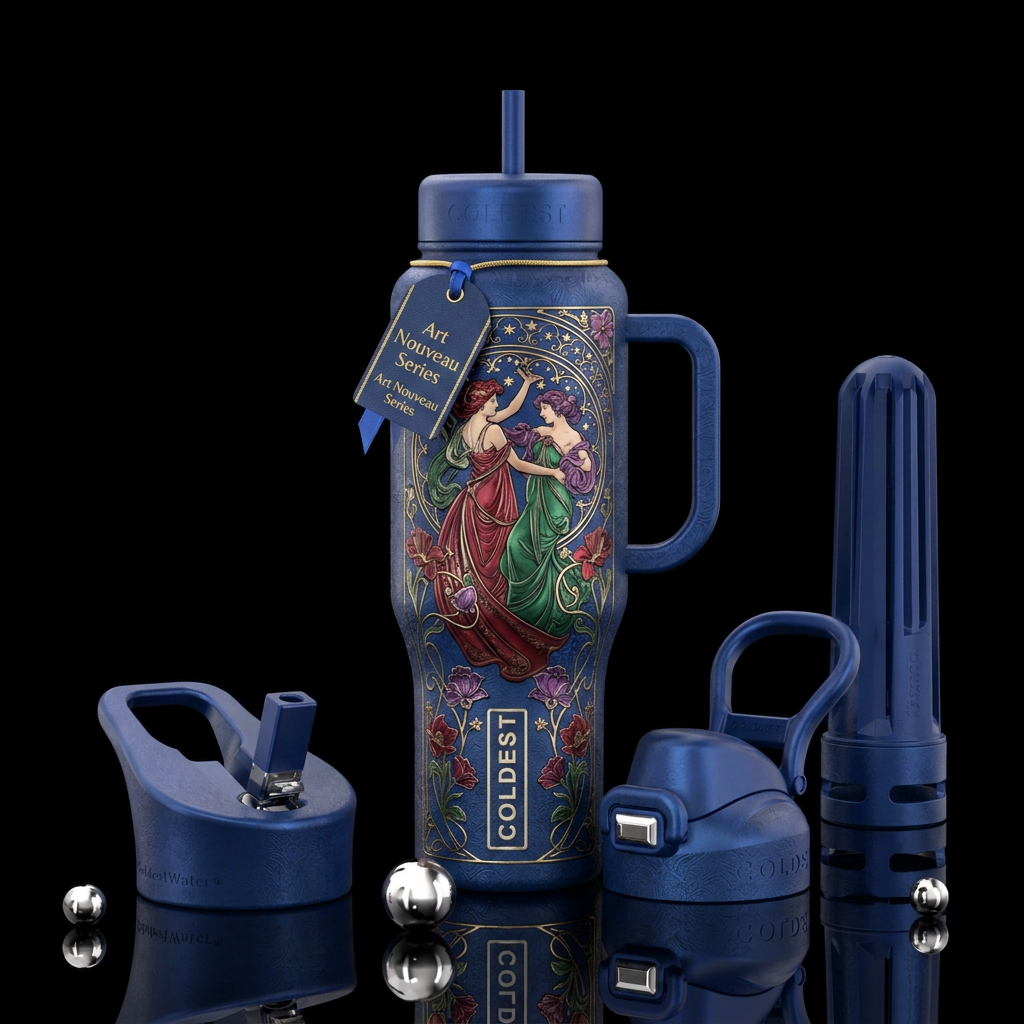 Alphonse Mucha Dance water bottle design