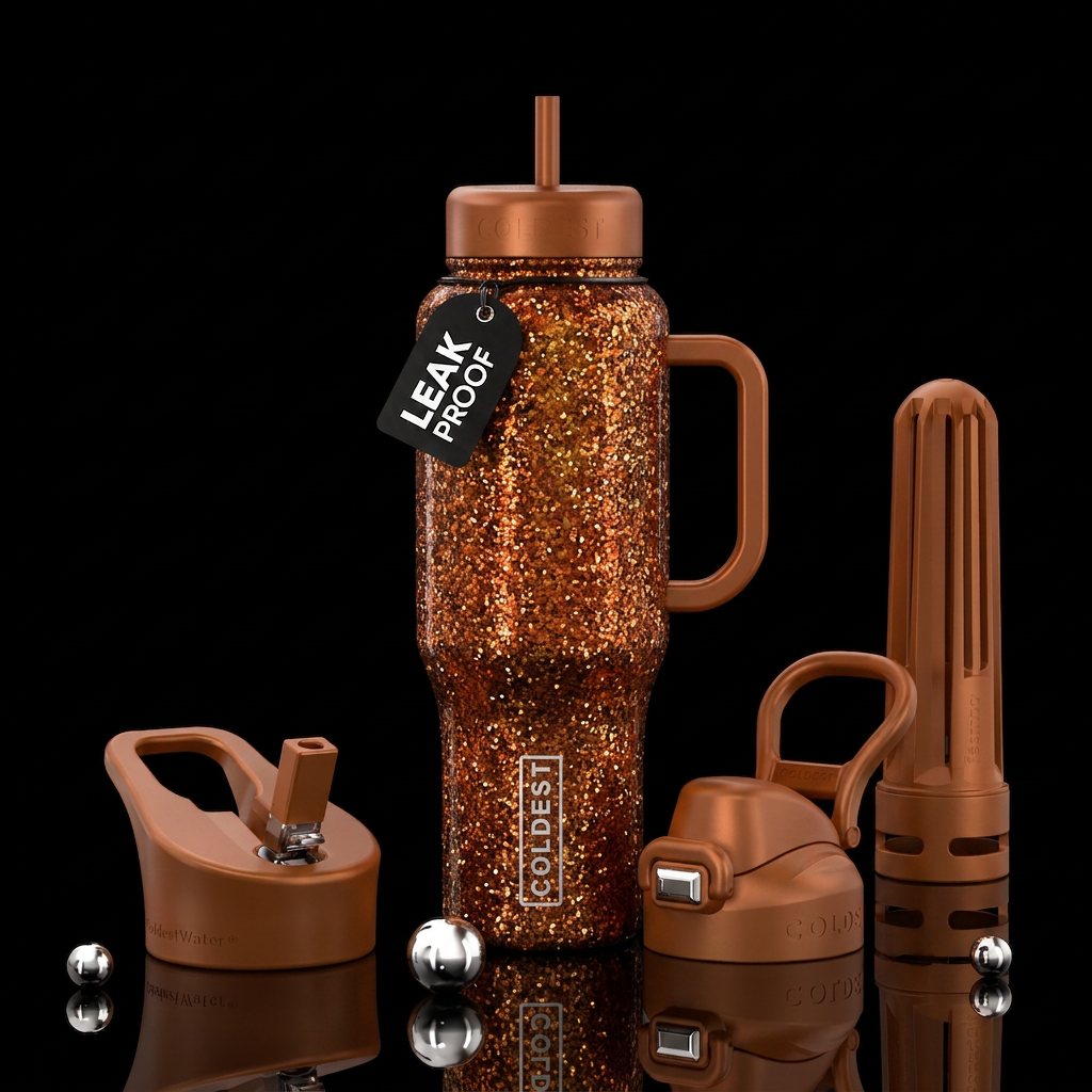 Autumn spice glitter water bottle design