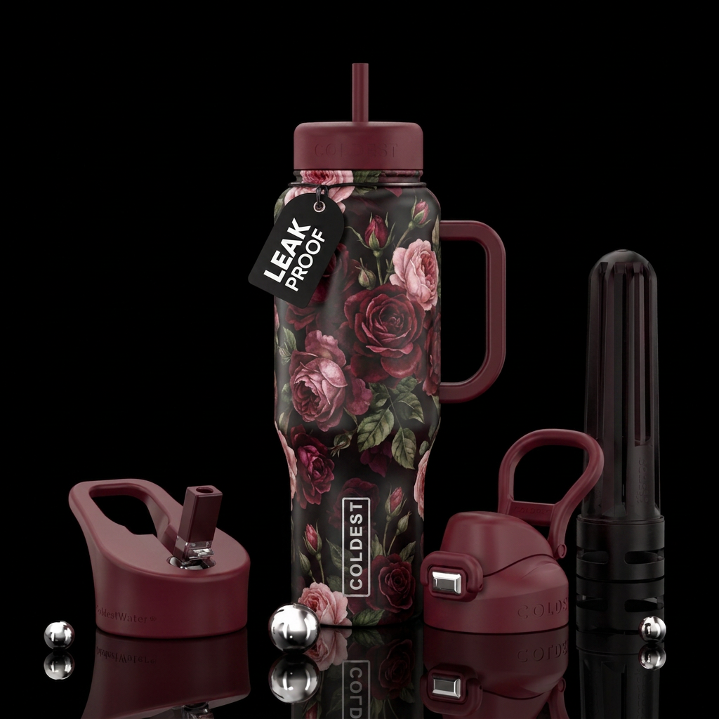 Floral Rose all night water bottle design