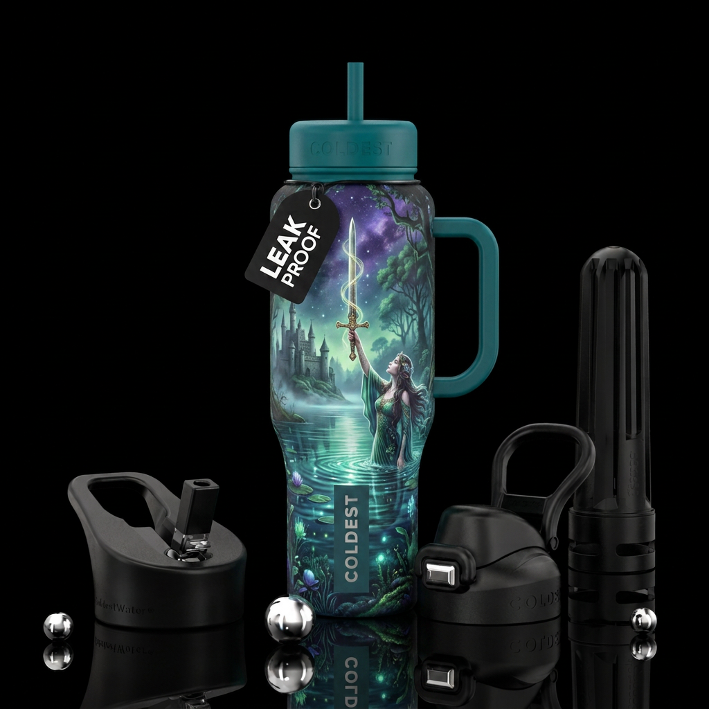 Lady of the lake water bottle design