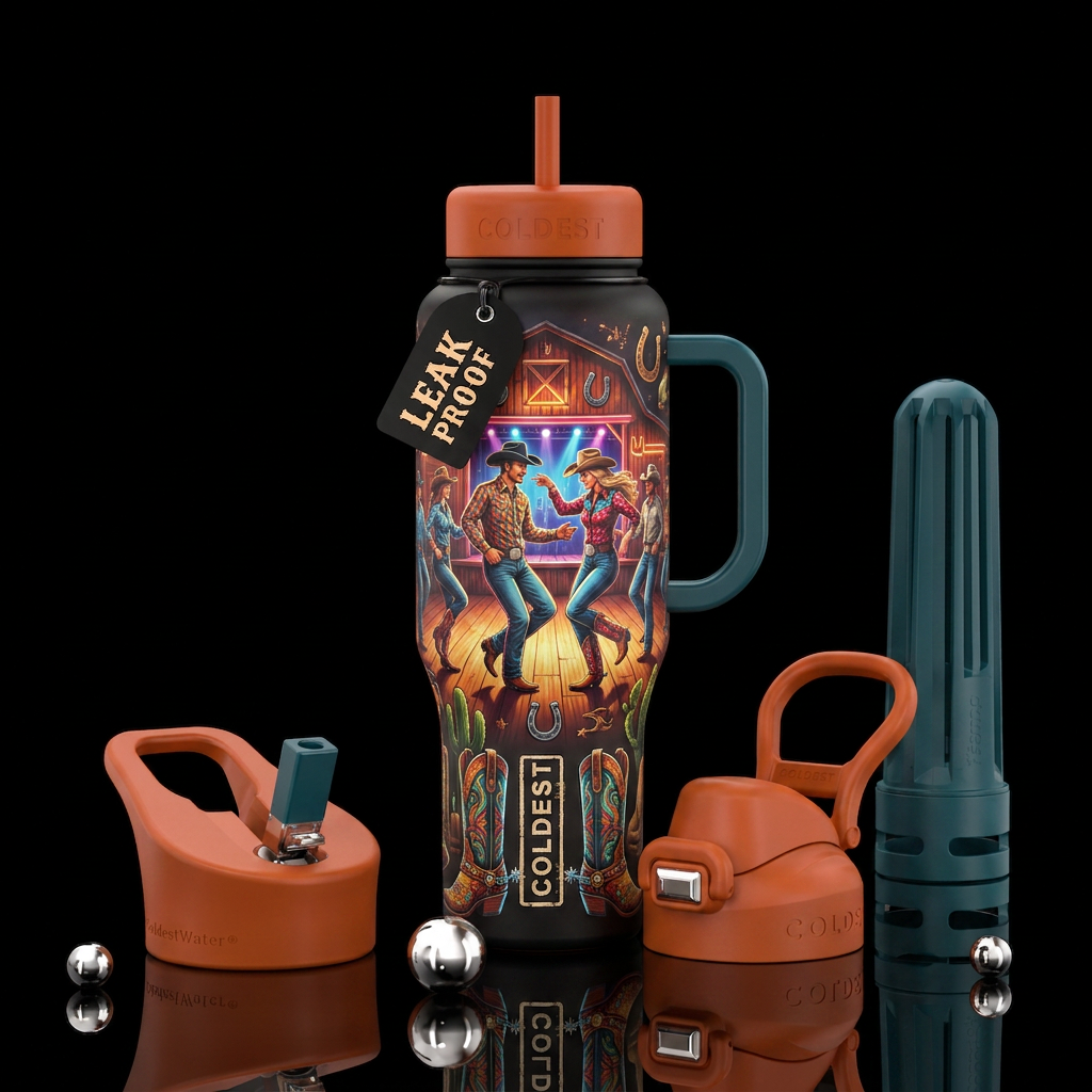Boot scooting boogie water bottle design