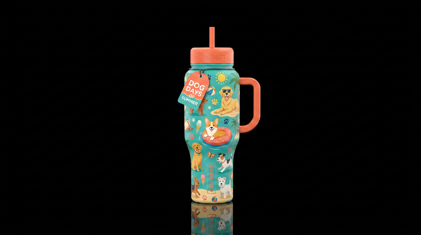 Dog days of summer water bottle design