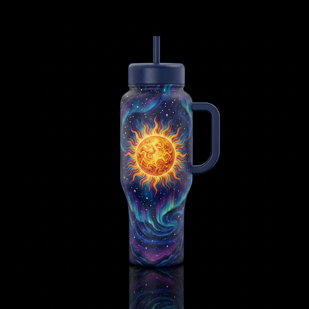 Midnight sun water bottle design