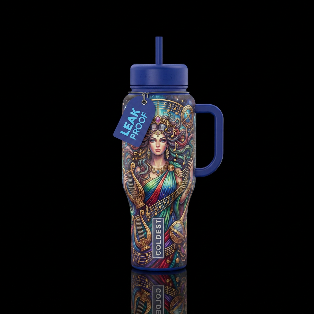 Music goddess water bottle design