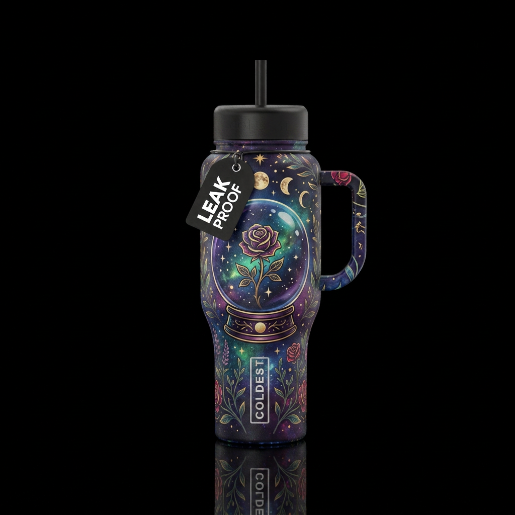 Gypsy rose with crystal ball with a dark mystical ... water bottle design