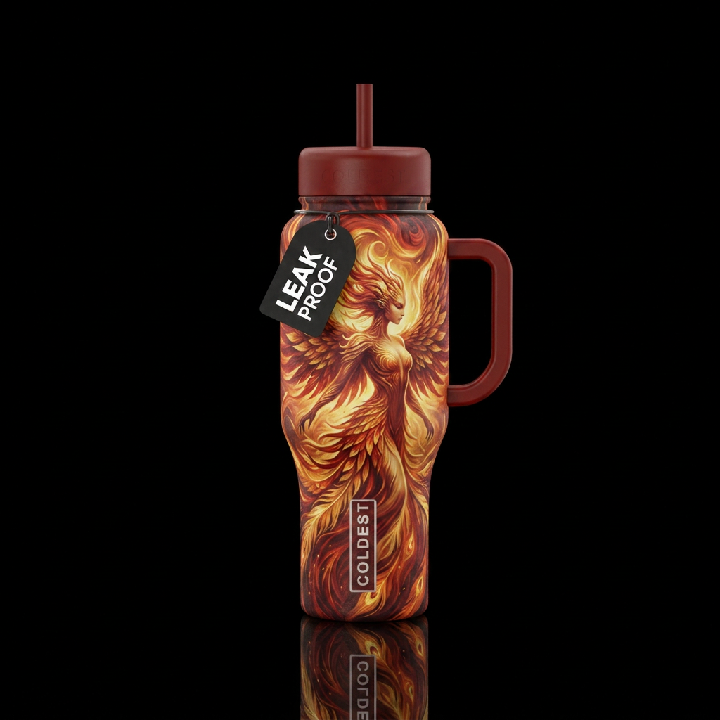 Firebird goddess angelic fierce water bottle design