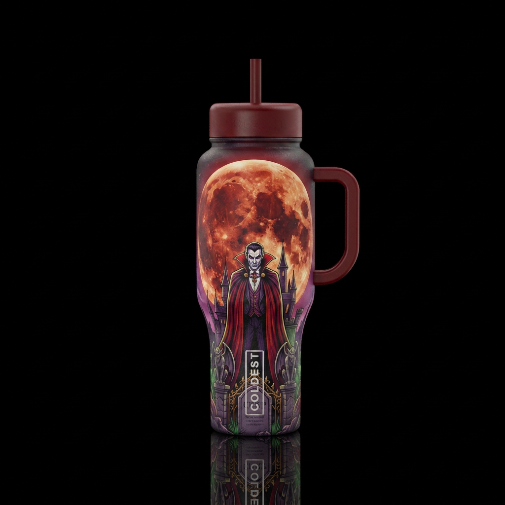 Blood moon and Dracula water bottle design