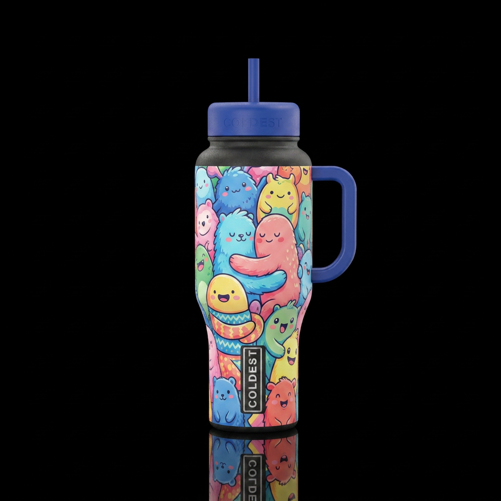 Fluffy hugz water bottle design